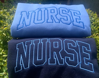 Nurse Sweatshirt Embroidered  NURSE Athletic Gemma Sweatshirt | Nurse Pullover Gift for Grad | New Nurse Gift | Nurse Tee |