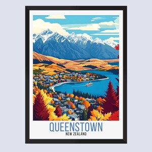 Queenstown Travel Print, Queenstown New Zealand Travel Poster, Queenstown New Zealand Wall Art, Queenstown Travel Poster, Queenstown Poster,
