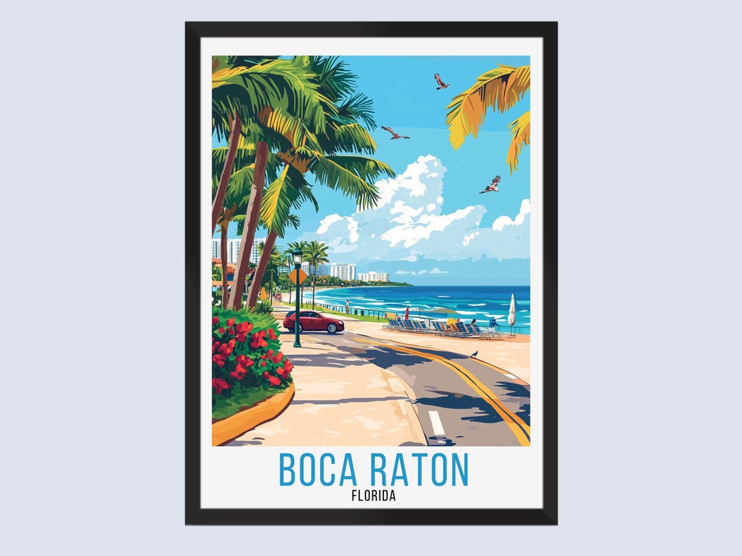 Boca Raton Travel Poster, Boca Raton Florida Travel Print, Boca Raton ...