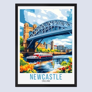 Newcastle Travel Print, Newcastle England Travel Poster, Newcastle England Wall Art, Newcastle England Home Decor, Newcastle Travel Art Gift