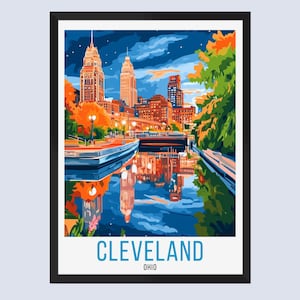 Cleveland Ohio Reise Poster, Cleveland Ohio Reise Druck, Cleveland Ohio Wandkunst, Cleveland Ohio Wohnkultur, Cleveland Ohio Reisegeschenke,