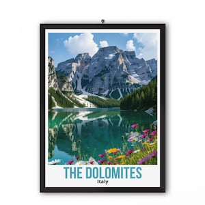 Dolomites Italy Travel Poster, Dolomites Italy Wall Art Decor, Italian Alps Travel Poster, Dolomites Travel Poster, Dolomites Travel Print
