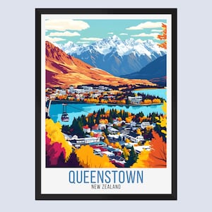 Queenstown Travel Print, Queenstown New Zealand Travel Poster, Queenstown New Zealand Wall Art, Queenstown Travel Poster, Queenstown Poster,