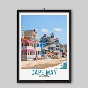 Cape May New Jersey Travel Poster, Cape May New Jersey Wall Art, Cape May New Jersey Rolled Print, Cape May New Jersey Home Decor Gifts for