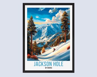 Jackson Hole Travel Poster, Jackson Hole Ski Travel Print, Jackson Hole Wall Art, Jackson Hole Resort Home Decor, Jackson Hole Travel Gifts