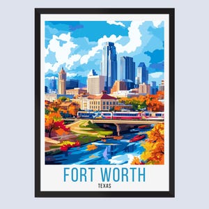 Affiche de voyage à Fort Worth au Texas, impression de voyage à Fort Worth au Texas, art mural Fort Worth au Texas, décoration d'intérieur à Fort Worth au Texas, cadeau de voyage à Fort Worth