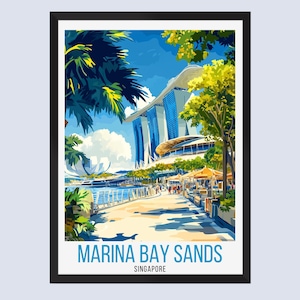 Marina Bay Sands Travel Poster, Marina Bay Sands Travel Print, Marina Bay Sands Wall Art, Marina Bay Sands Home Decor, Marina Bay Sands Gift