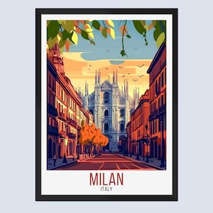 Milan Travel Print, Milan Italy Travel Poster, Milan Italy  Wall Art, Milan Italy Home Decor, Italy Travel Poster, Milan Travel Gift Print,