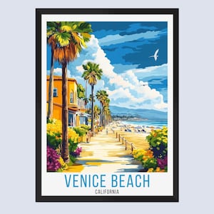 Venice Beach Travel Poster, Venice California Travel Poster, Venice Beach Wall Art, Venice Beach Home Decor, Venice Beach Travel Print Gift,