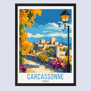 Carcassonne Travel Poster, Carcassonne France Travel Print, Carcassonne France Wall Art, Carcassonne France Decor, Carcassonne Travel Gifts,