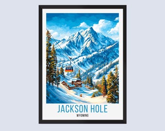 Jackson Hole Travel Poster, Jackson Hole Ski Travel Print, Jackson Hole Wall Art, Jackson Hole Resort Home Decor, Jackson Hole Travel Gifts