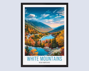 Stampa di viaggio sulle White Mountains, poster sulle White Mountains, arte murale sulle White Mountains, arredamento per la casa sulle White Mountains, regali di arte di viaggio sulle White Mountains