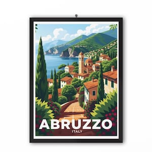 Abruzzo Travel Poster, Italy Wall Art, Italy Abruzzo Travel Print, Italy Abruzzo Wall Art, Abruzzo Italy home decor, Italian Abruzzo print