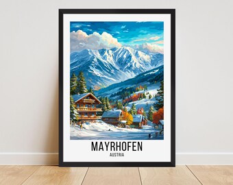 Mayrhofen Travel Poster, Mayrhofen Travel Print, Mayrhofen Wall Art, Mayrhofen Ski Resort, Mayrhofen Home Decor, Mayrhofen Ski Prints Gift
