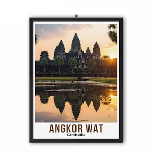 Angkor Wat Travel Poster, Cambodia Wall Art, Angkor Wat Cambodia  Wall Art, Angkor Wat Cambodia Home Decor. Angkor Wat Cambodia Travel Print