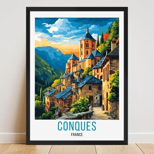 Conques Travel Poster, Conques Travel Print, Conques Wall Art Prints, Conques France Posters, Conques Home Decor Conques France Artwork Gift