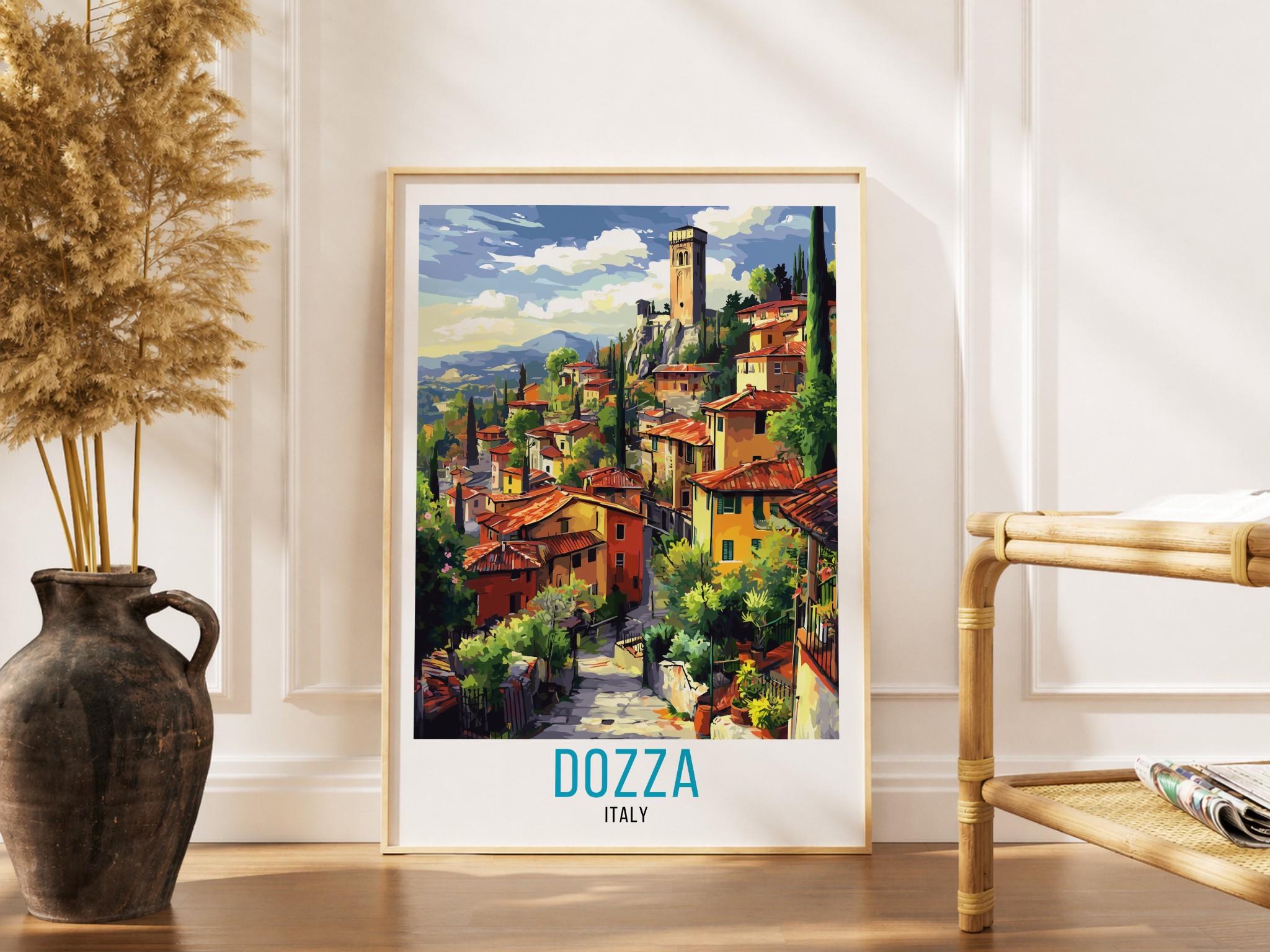 Dozza Italy Travel Poster, Hilltop Village Artwork, Italian Home