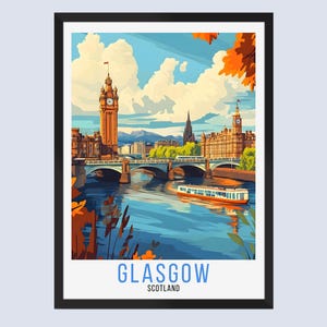 Glasgow Travel Print, Glasgow Scotland Travel Poster, Glasgow Scotland Wall Art, Glasgow Scotland Home Decor, Glasgow Scotland Travel Gifts,