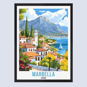 Marbella Travel Poster, Marbella Spain Travel Poster, Marbella Spain Wall Art, Marbella Spain Home Decor, Marbella Spain Travel Print Gift,