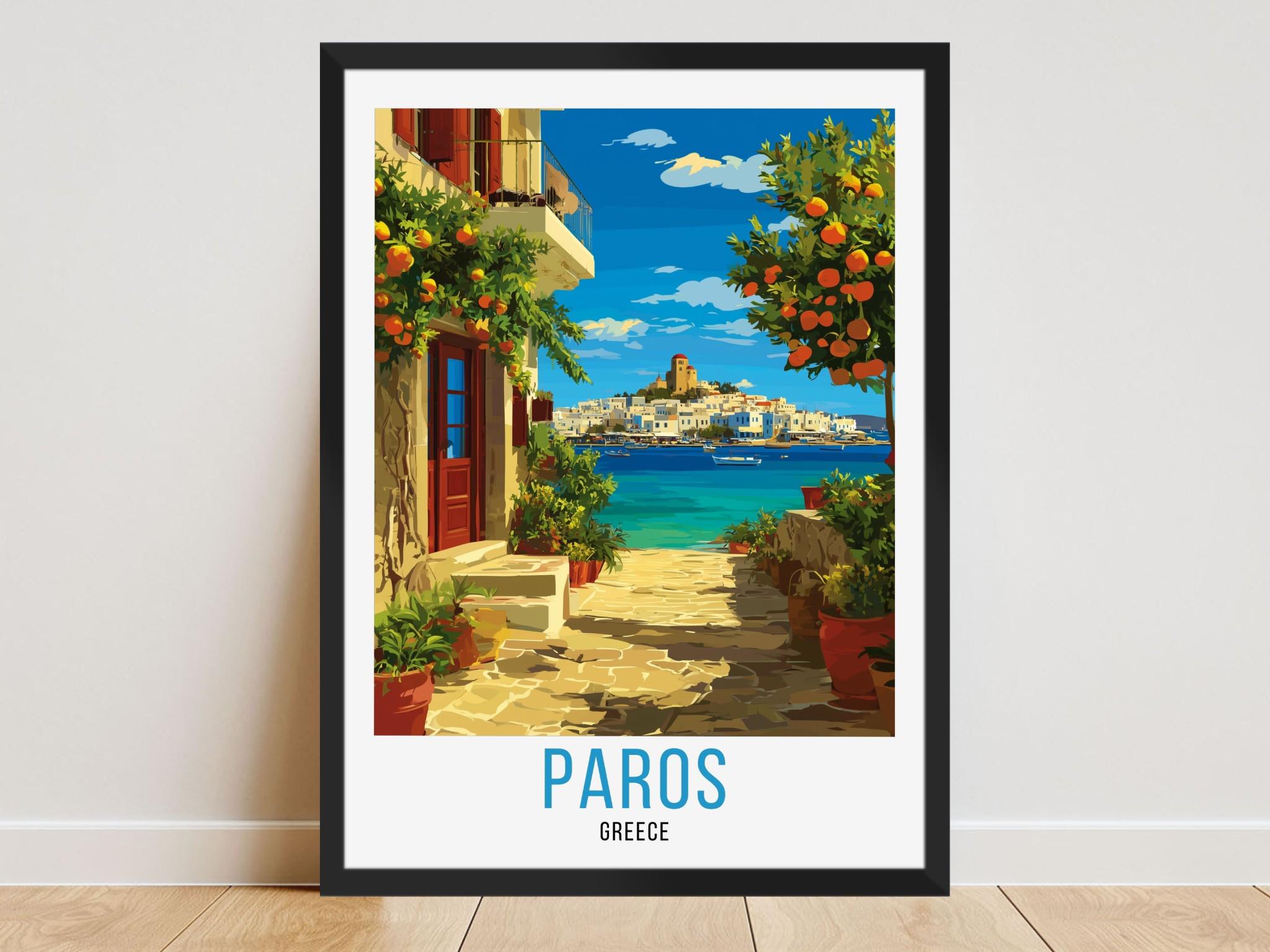 Affiche de voyage Paros, impression voyage Paros, art mural Paros, décoration d'intérieur Paros, affiches Paros Grèce, estampes Paros Grèce, oeuvre d'
