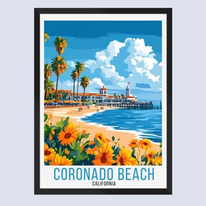 Coronado Beach Travel Poster, Coronado Beach Travel Print, Coronado Beach Wall Art, Coronado Beach Home Decor, Coronado Beach Travel Gift,