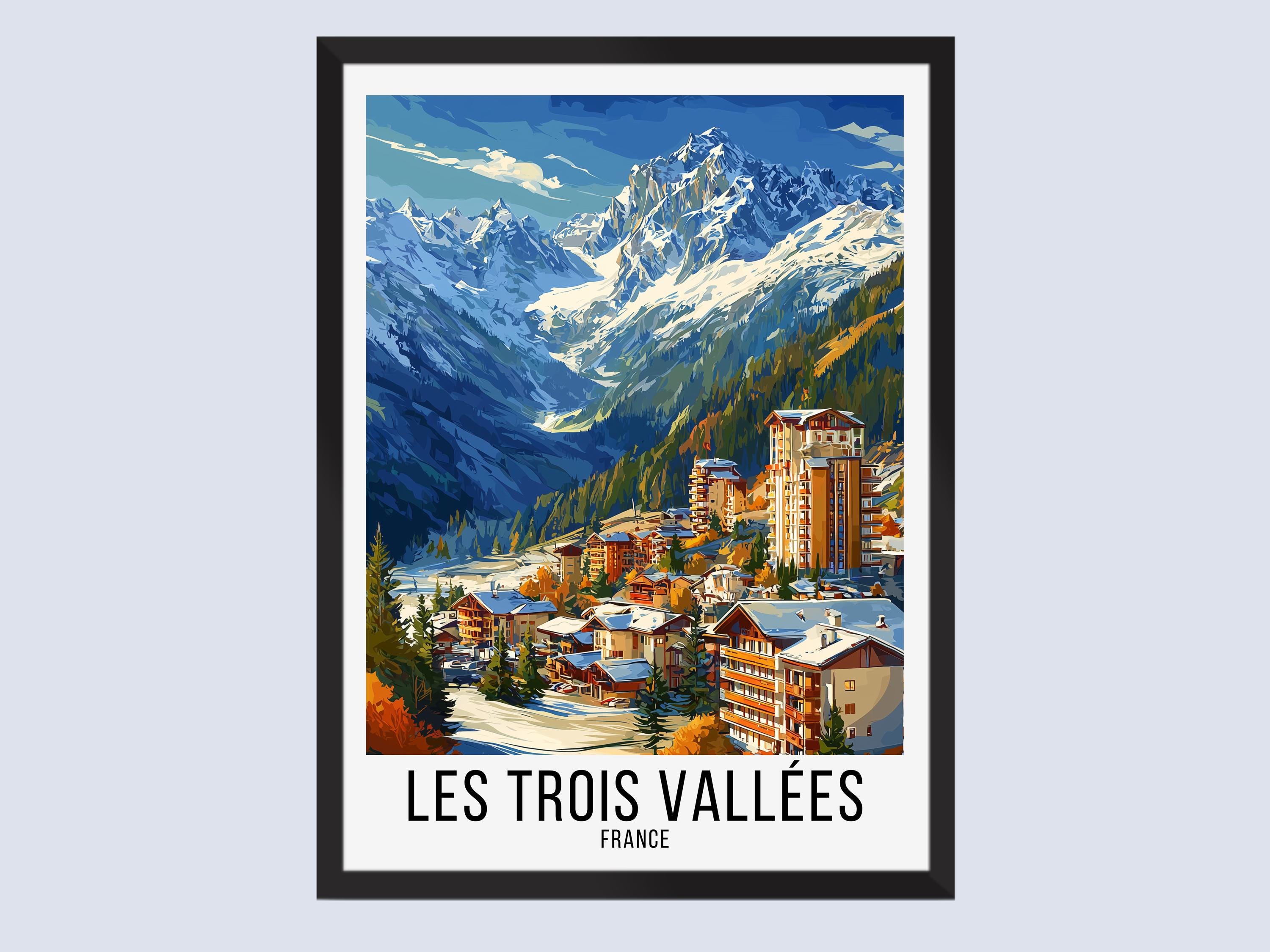 Les Trois Vallées Travel Poster, Les Trois Vallées France Travel