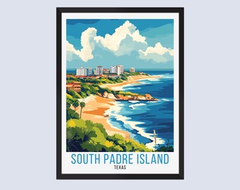 South Padre Island Travel Poster, South Padre Island Travel Print, South Padre Island Wall Art, South Padre Island Home Decor South Padre TX