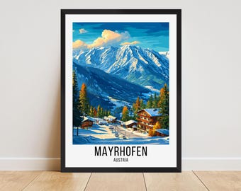 Mayrhofen Travel Poster, Mayrhofen Travel Print, Mayrhofen Wall Art, Mayrhofen Ski Resort, Mayrhofen Home Decor, Mayrhofen Ski Prints Gift