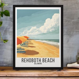 Rehoboth Beach Delaware Travel Poster, Rehoboth Beach Delaware Wall Art, Rehoboth Beach Delaware Travel Print, Rehoboth Beach Poster Artwork