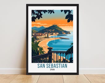 San Sebastián Travel Print, San Sebastian Spain Travel Poster, San Sebastian Spain Wall Art, San Sebastian Home Decor, Spain Travel Gift,