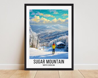 Sugar Mountain Poster, Sugar Mountain Resort Travel Print, Sugar Mountain Resort Wall Art, Sugar Mountain Ski Resort Sugar Mountain Ski Gift