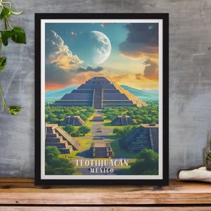 Poster di viaggio di Teotihuacan, Messico, Arte murale di Teotihuacan, Messico, Poster di viaggio di Teotihuacan, Stampa di Teotihuacan, Arte murale di Teotihuacan, Messico