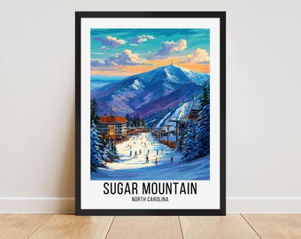Sugar Mountain Poster, Sugar Mountain Resort Travel Print, Sugar Mountain Resort Wall Art, Sugar Mountain Ski Resort Sugar Mountain Ski Gift