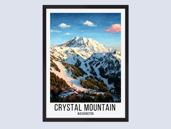 Crystal Mountain Travel Poster, Crystal Mountain Ski Travel Print
