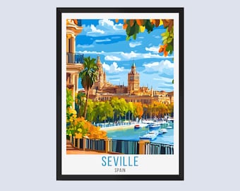 Seville Travel Poster, Seville Spain Travel Poster, Seville Spain Wall Art, Seville Spain Home Decor, Seville Spain Travellers Gifts Print,