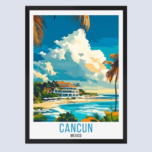 Cancun Travel Poster, Cancun Mexico Travel Poster, Cancun Mexico Wall Art, Cancun Mexico Home Decor, Cancun Mexico Travel Print Gift Artwork