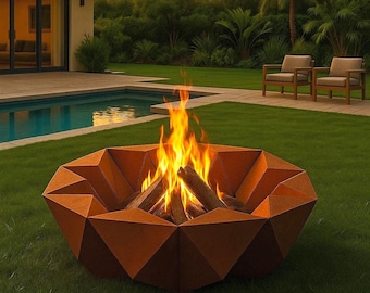 Quartz Fire Pit | 80x80x57cm DXF SVG AI Files cnc, Laser, Plasma Cut | Modern Outdoor Fireplace | Garden Firepit | Backyard FirePit