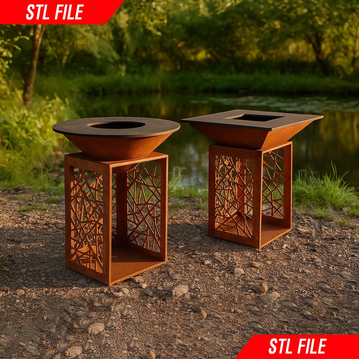 Base Portabraciere In Acciaio Naturale Ø70 Cm Per Braciere Da Giardino, Protezione Da Cenere E Brace