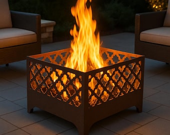 Patt Fire Pit | 80x80x40cm DXF SVG Files for CNC, Laser or Plasma Cut | Modern Outdoor Fireplace | Garden Firepit | Backyard FirePit Design