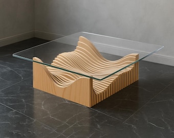 Parametric center coffee Table waves – instant Laser cut file svg/dxf/ai –layered design DIY furniture, home decor, unique wood art template