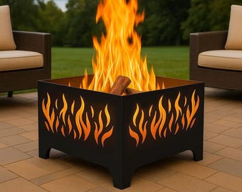 Glaze Fire Pit | 80x80x40cm DXF SVG Files for CNC, Laser or Plasma Cut | Modern Outdoor Fireplace | Garden Firepit | Backyard FirePit Design