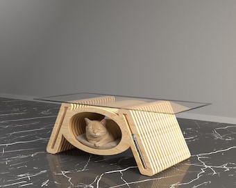 Parametric Cat Nook center Coffee Table – Instant Laser Cut File (svg/dxf/ai) – Layered Design DIY Furniture, Home Decor, Magazine Storage