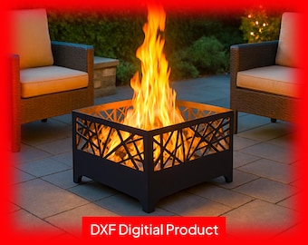 Fire Pit Koren | 80x80x40cm DXF SVG Files for CNC, Laser or Plasma Cut | Modern Outdoor Fireplace | Garden Firepit | Backyard FirePit Design