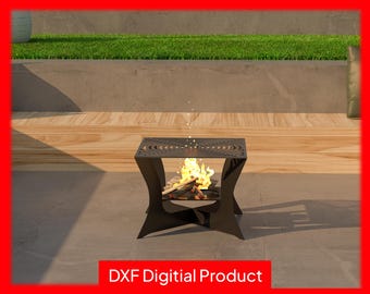 Raven Fire Pit | 40x40x30cm DXF SVG Files for CNC, Laser or Plasma Cut | Modern Outdoor Fireplace | Garden Firepit | Backyard FirePit Design
