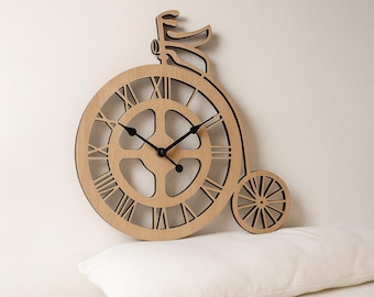 Bicycle Wall Clock – CNC Laser cut file (svg/dxf/ai) – Vintage Bike Design Cricut, Glowforge • DIY Wooden Clock, Unique Home Decor Template