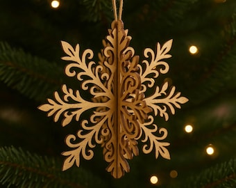 Minimalist snowflake – Laser Cut File (svg/dxf/ai) – Cricut Glowforge Laser Die Cut • DIY Keychains, Bag Charms, Decorations, Stickers, Tags