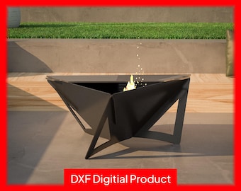 Aurora Fire Pit | 90x40cm DXF SVG Files for CNC, Laser or Plasma Cut | Modern Outdoor Fireplace | Garden Firepit | Backyard Fire Pit Design