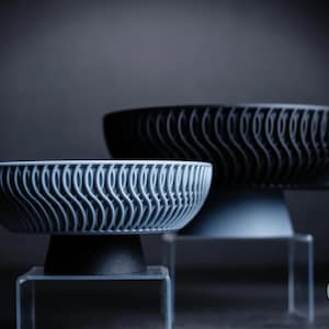 3D Printed, Decorative Bowl, Modern Decor, Ripple Pedestal Dish, Elegant Centerpiece, Versatile Display, Eco Friendly Gift