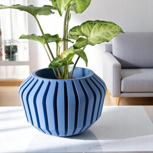 Vaki Planter - 3D gedruckter moderner Pflanzentopf mit Tablett & Ständer, zeitgenössischer Innenpflanztopf, minimalistisches Wohndekor