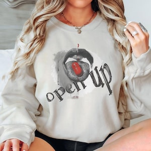 Open Up Unisex Gildan Crewneck Sweatshirt / Motivational / Happy Pills / Mental Health Awareness / Stop the Stigma / Speak Your Truth